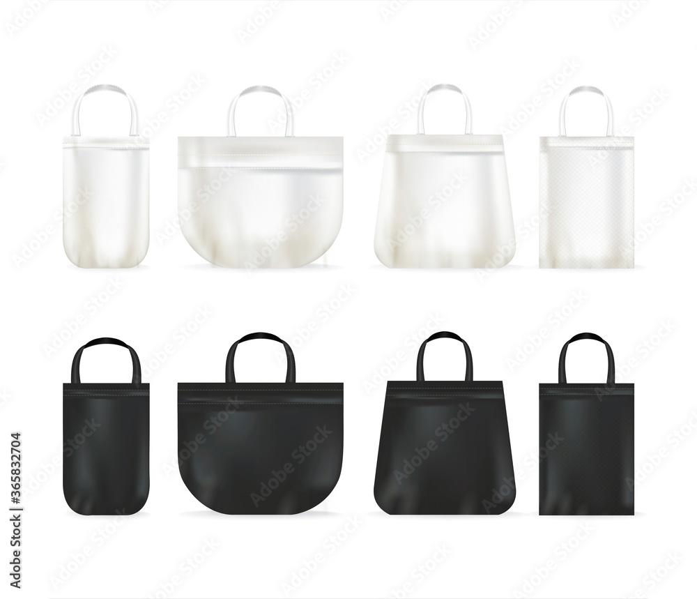 Realistic Detailed 3d Tote Canvas Bags Set. Vector Realistic Detailed 3d Tote Canvas Bags Set. Vector