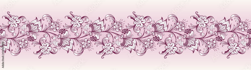 Floral vector border. Engraved nature illustration Floral vector border. Engraved nature illustration