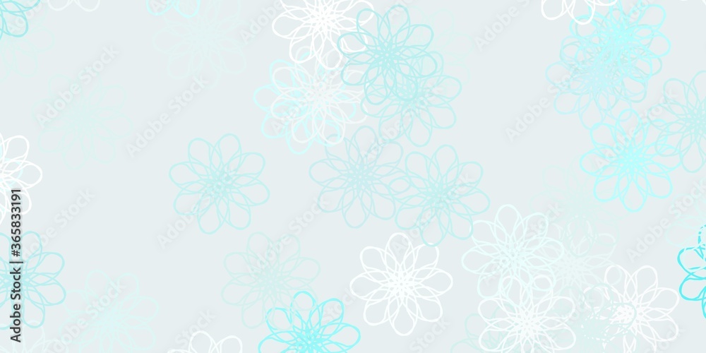 Light BLUE vector doodle pattern with flowers. Light BLUE vector doodle pattern with flowers.