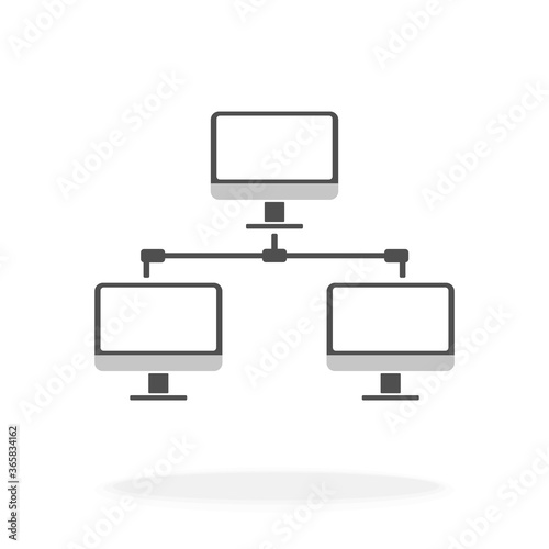 Computer Network Line Icon Vector Illustration - Media Technology Communications Concept.