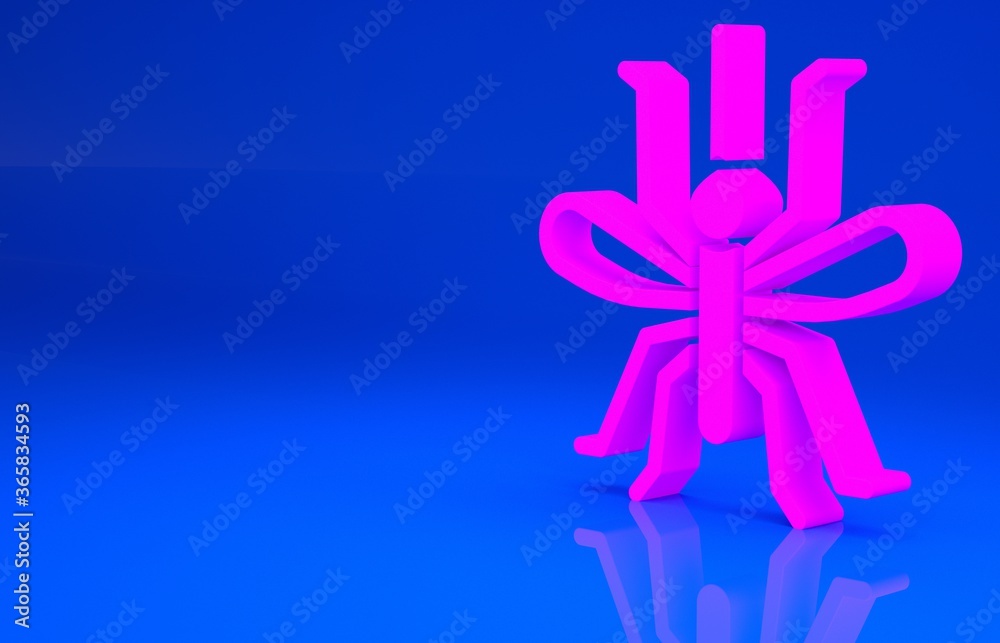 Obraz premium Pink Mosquito icon isolated on blue background. Minimalism concept. 3d illustration. 3D render..