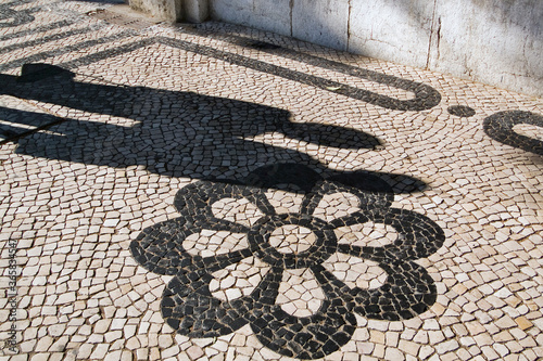 Traditional style Portuguese Calcada Pavement in Lisbon, Portugal