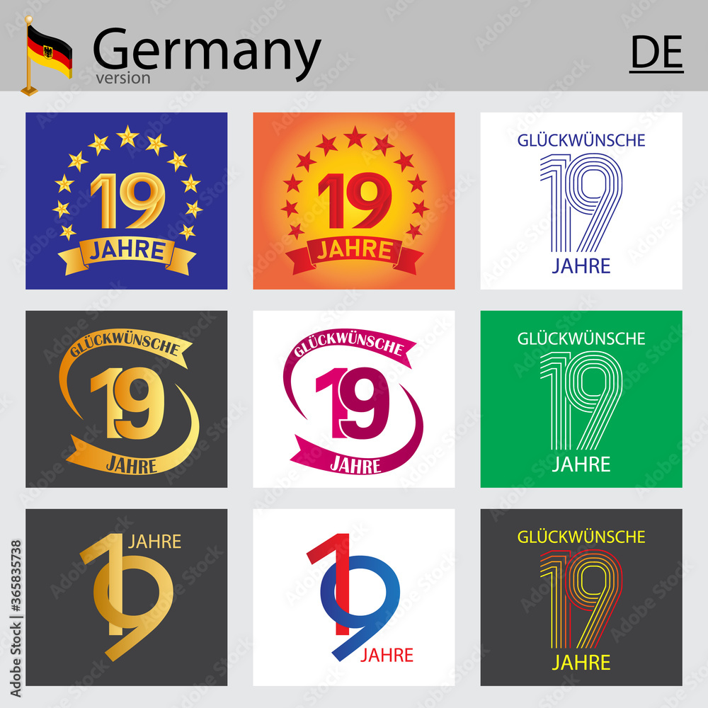 German set of number 19 templates