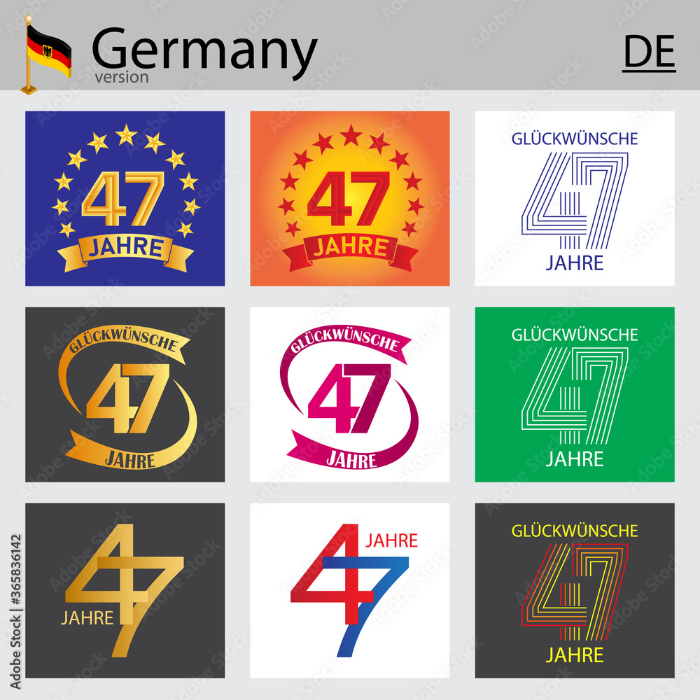 German set of number 47 templates