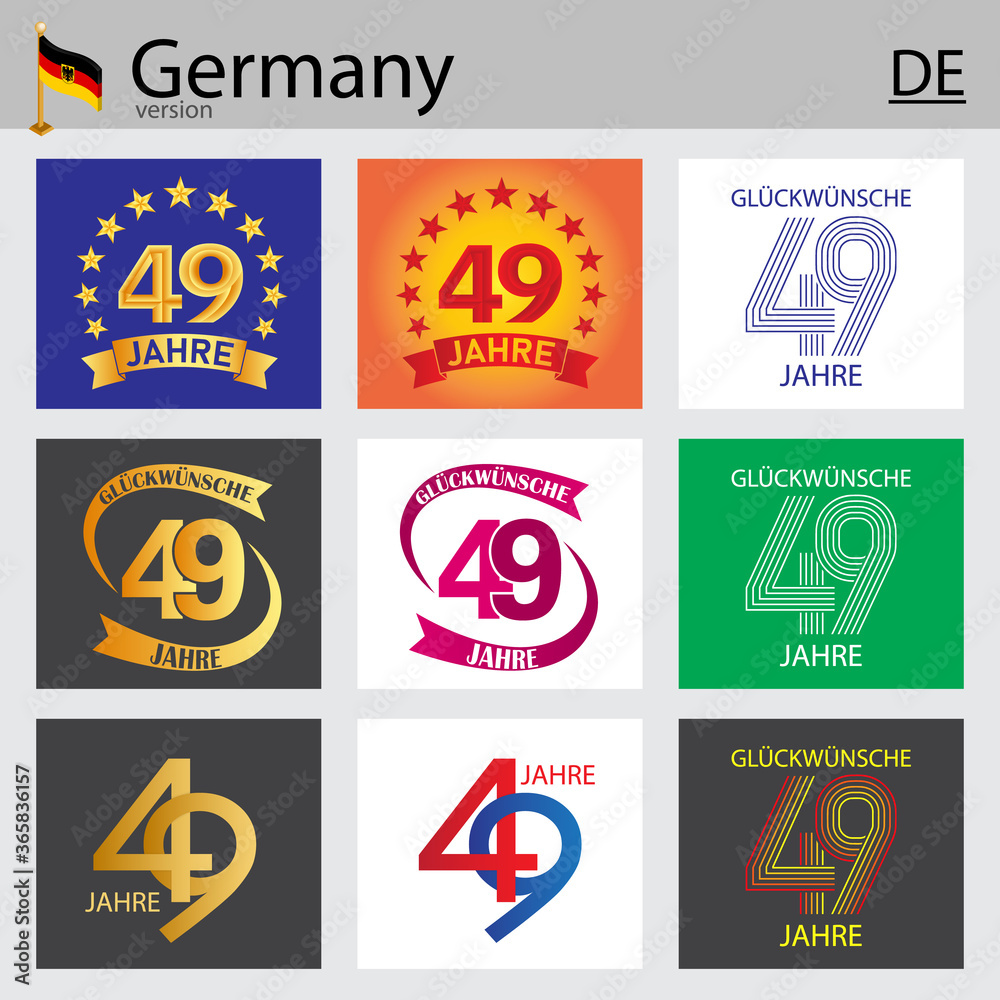 German set of number 49 templates