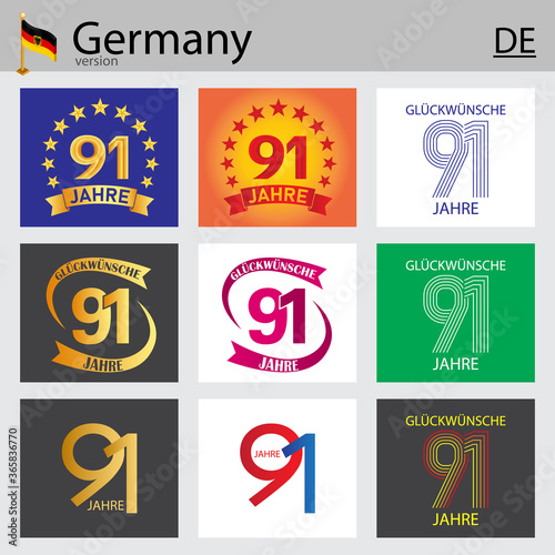 German set of number 91 templates