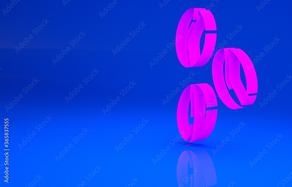Pink Coffee beans icon isolated on blue background. Minimalism concept. 3d illustration. 3D render.. Pink Coffee beans icon isolated on blue background. Minimalism concept. 3d illustration. 3D render..