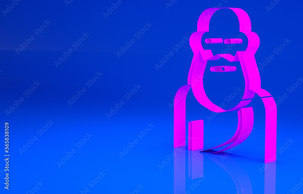 Pink Socrates icon isolated on blue background. Sokrat ancient greek Athenes ancient philosophy. Minimalism concept. 3d illustration. 3D render.. Pink Socrates icon isolated on blue background. Sokrat ancient greek Athenes ancient philosophy. Minimalism concept. 3d illustration. 3D render..