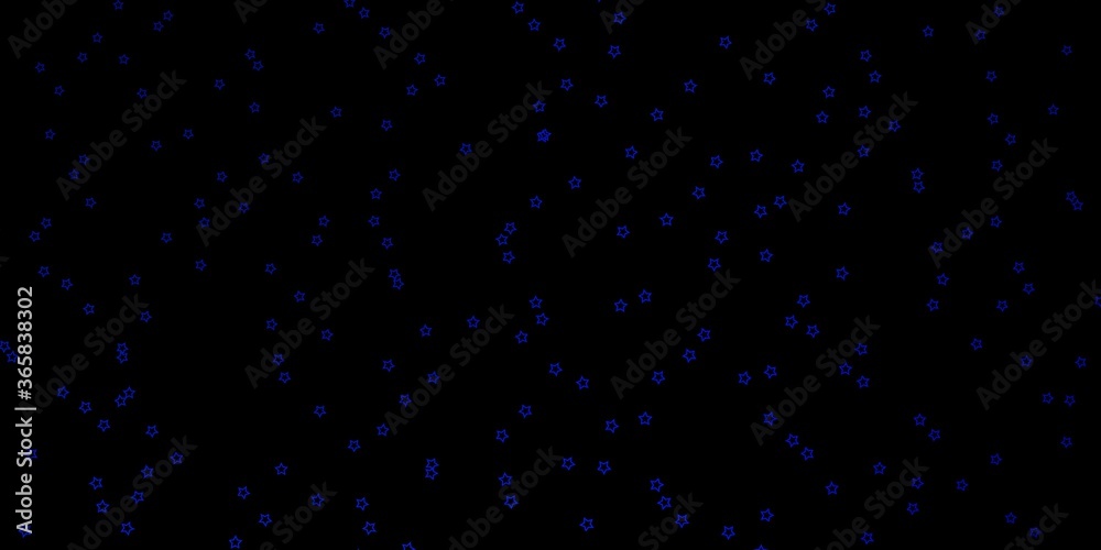 Dark BLUE vector background with small and big stars. Shining colorful illustration with small and big stars. Pattern for websites, landing pages.