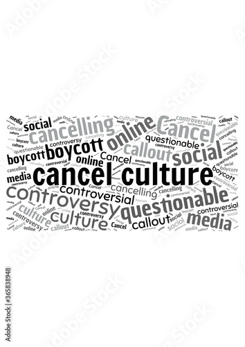 Illustration of a word cloud with words representing cancel culture