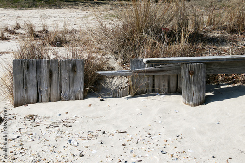 wooden fence on the beach