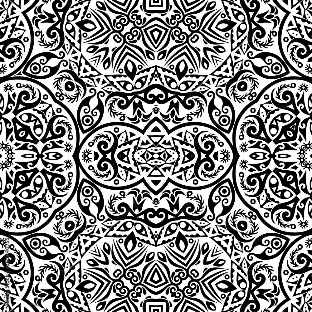 Vector ethnic hand drawn ornamental background.