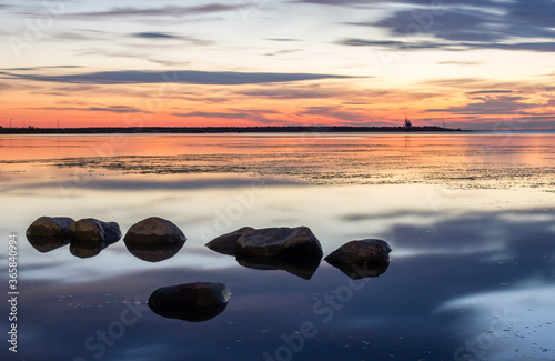 Summer morning landscape of Ladoga lake, Leningrad region, Russia photo