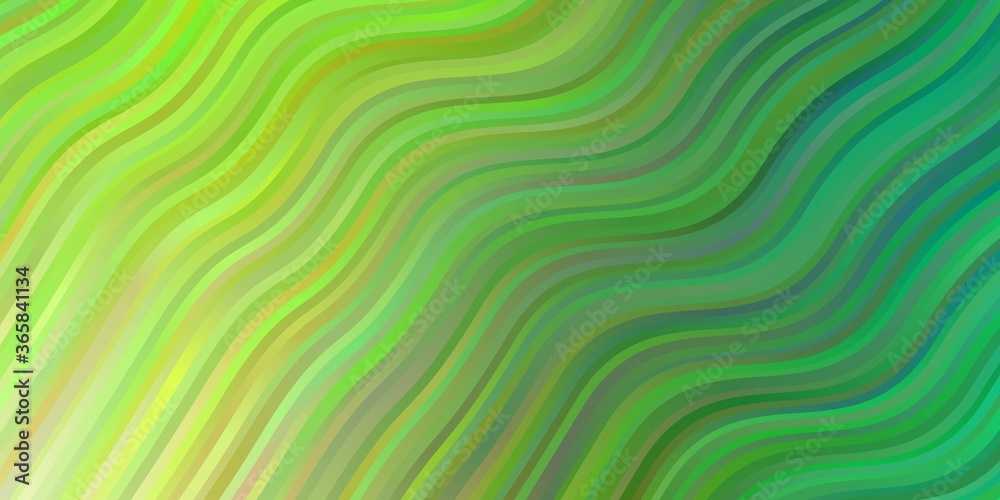 Light Green vector backdrop with bent lines. Bright illustration with gradient circular arcs. Template for your UI design.