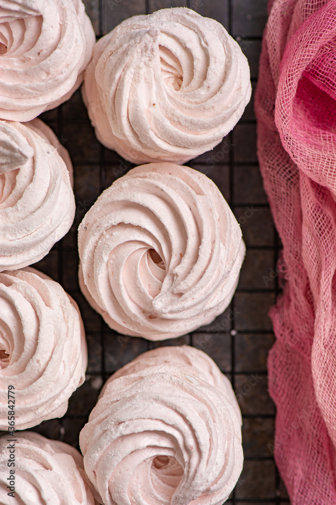 Homemade berry marshmallow (Zephyr), selective focus Homemade berry marshmallow (Zephyr), selective focus