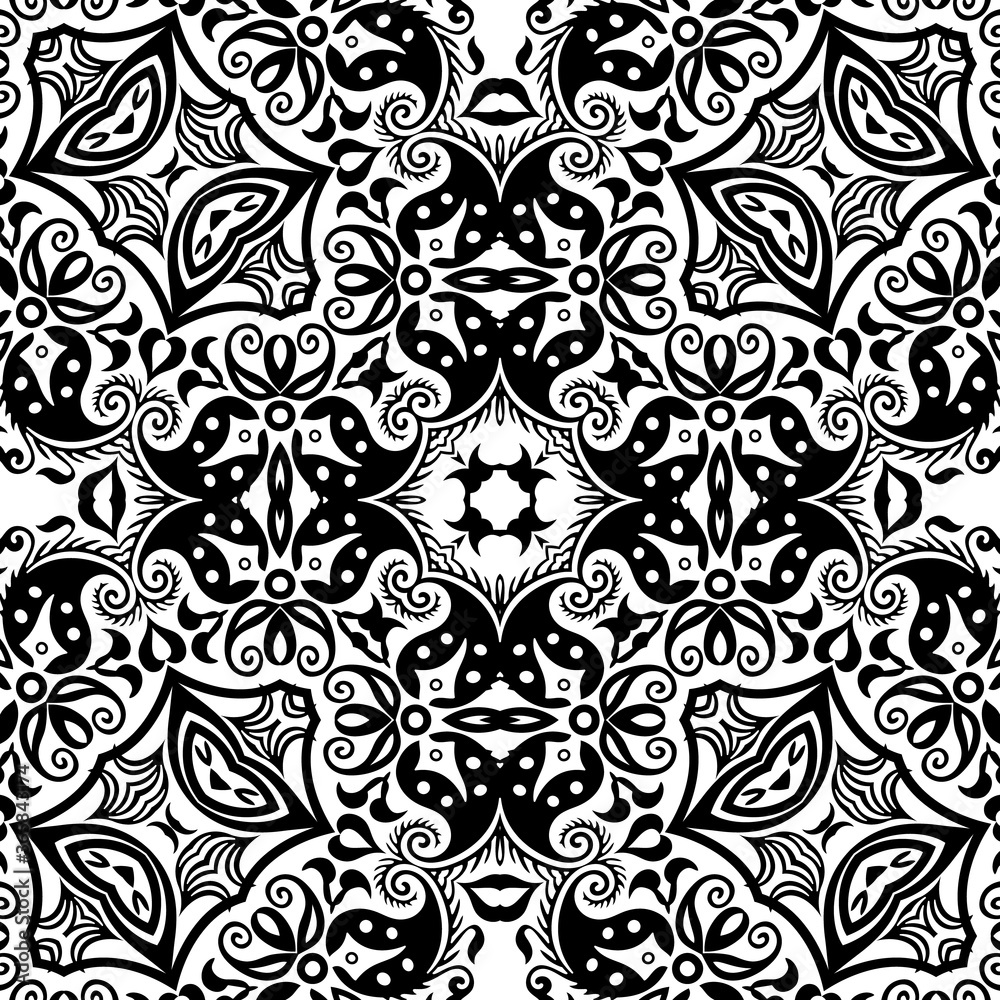 Vector ethnic hand drawn ornamental background.