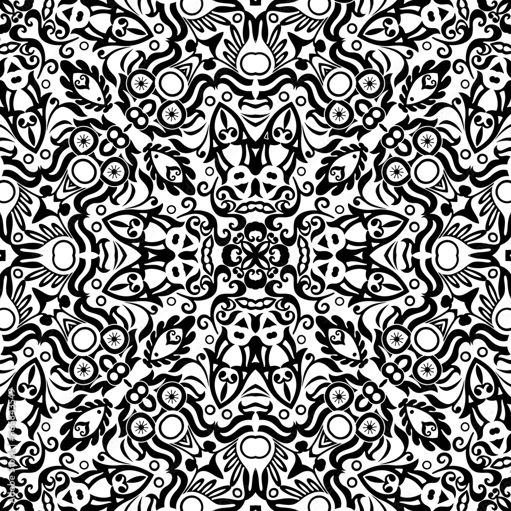 Vector ethnic hand drawn ornamental background.