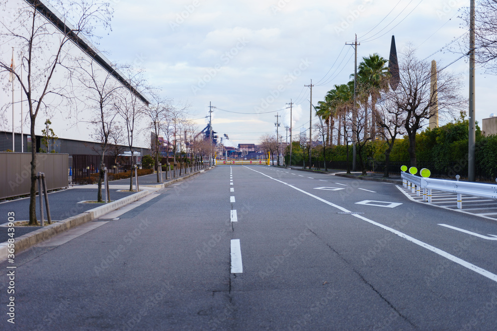 Empty street in the evening at Nagoya.