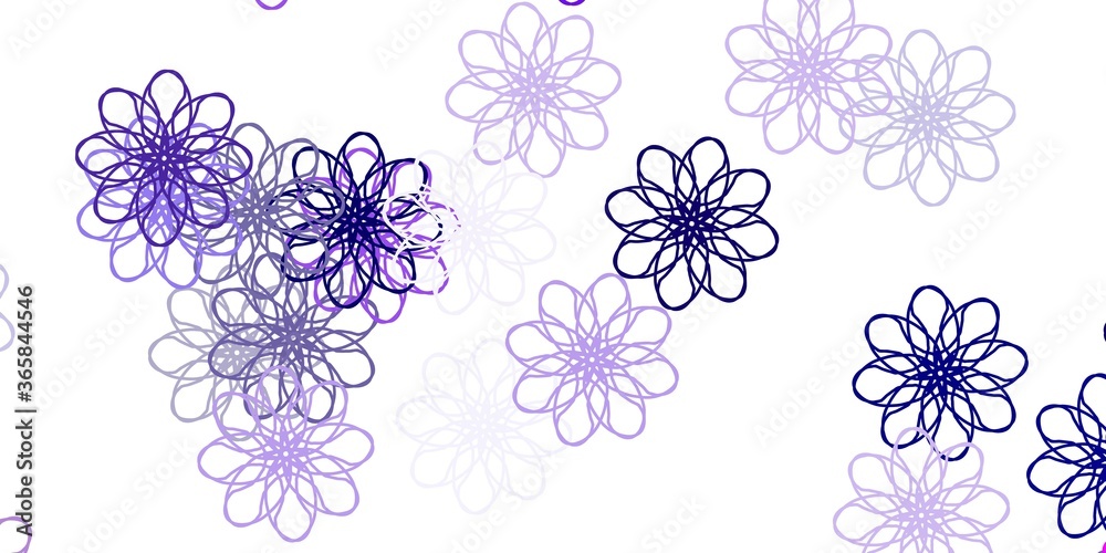 Light Purple, Pink vector doodle template with flowers.