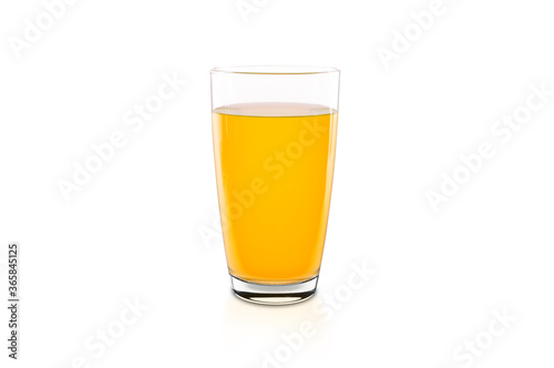 Glass of water and water is orange with isolated on white background