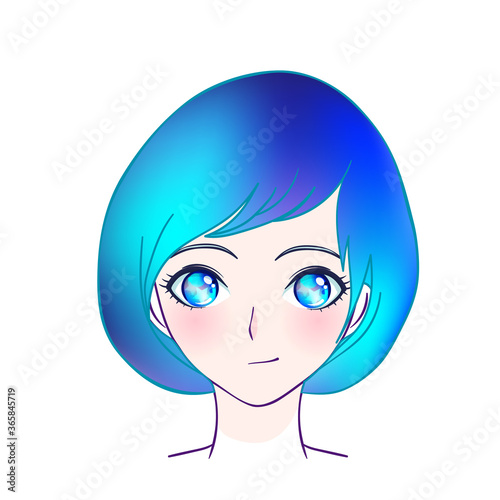 Manga face. Colorful eyes in anime style with shiny light reflections. Bright...