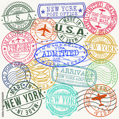 New York USA Stamp Vector Art Symbol Design Badges.