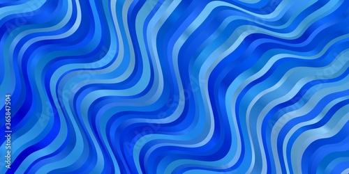 Light BLUE vector background with bent lines. Illustration in halftone style with gradient curves. Template for your UI design.