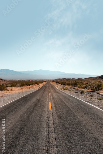 Endless expanse . Road in the Death Valley National Park, Nevada USA