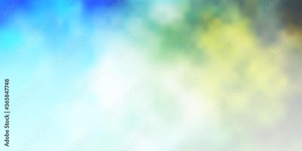 Light Blue, Green vector texture with cloudy sky. Abstract colorful clouds on gradient illustration. Template for websites. Light Blue, Green vector texture with cloudy sky. Abstract colorful clouds on gradient illustration. Template for websites.