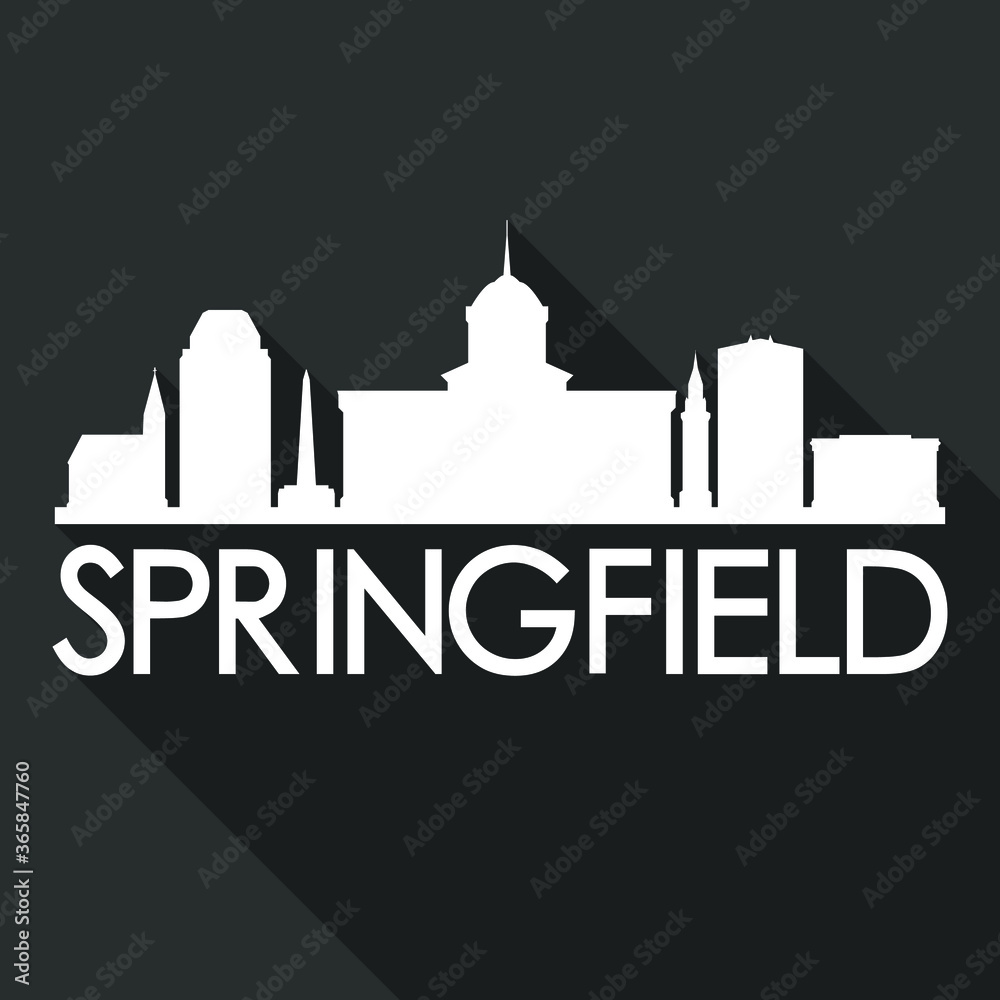 Springfield Flat Icon Skyline Silhouette Design City Vector Art Famous Buildings.