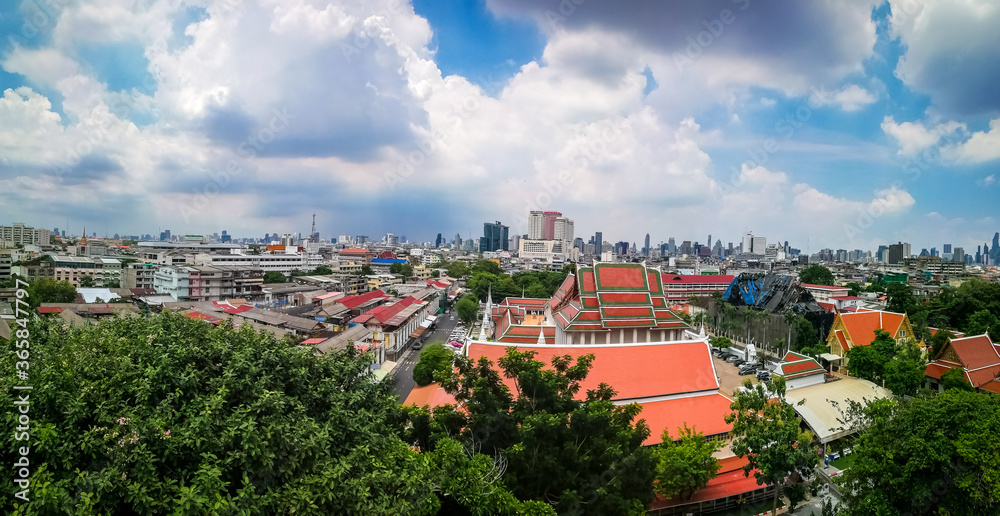 Obraz premium Bangkok landscape from Wat srakesa,located in Bangkok,Thailand