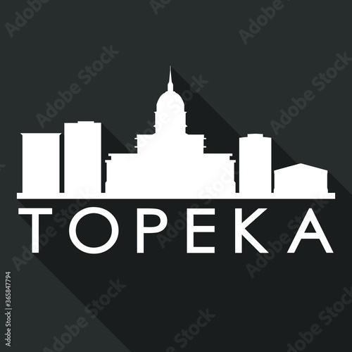 Topeka Flat Icon Skyline Silhouette Design City Vector Art Famous Buildings.