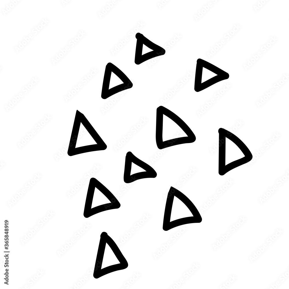 Triangles set. Trendy vector abstract pieces. Hand drawn modern design for card, print on clothes. Doodle stock illusration Triangles set. Trendy vector abstract pieces. Hand drawn modern design for card, print on clothes. Doodle stock illusration