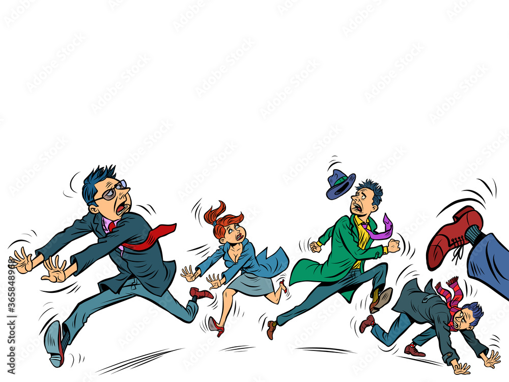 Fototapeta premium panic people are running