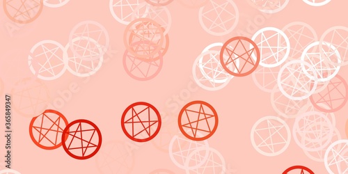 Light Red vector template with esoteric signs.