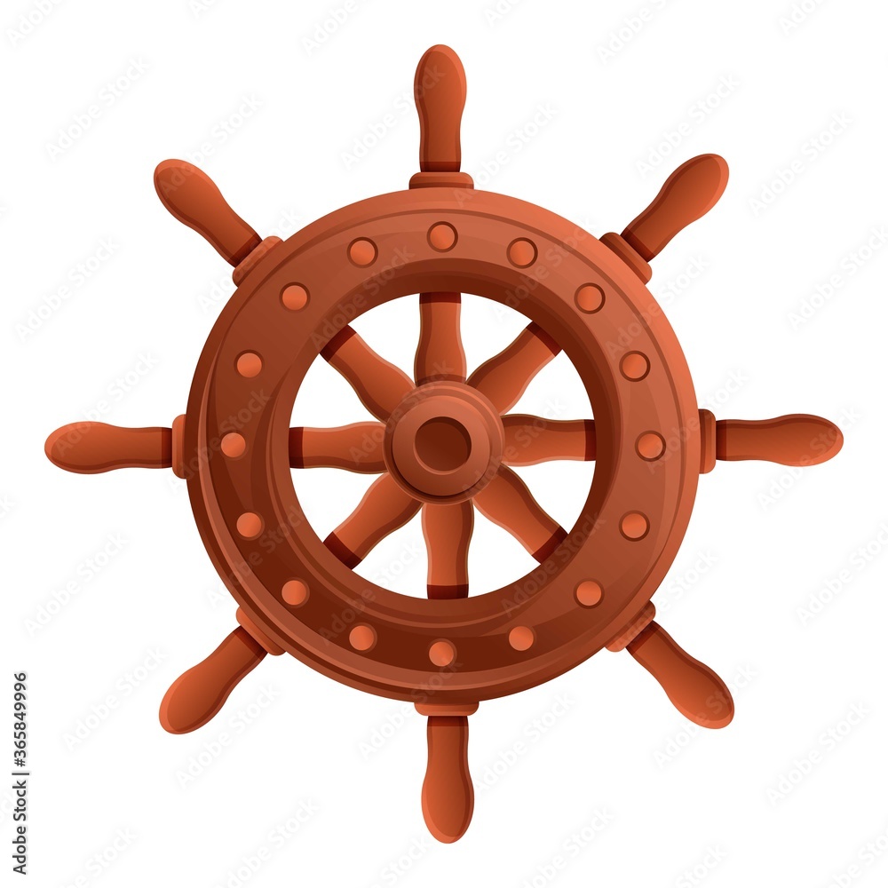 Adventure ship wheel icon. Cartoon of adventure ship wheel vector icon for web design isolated on white background