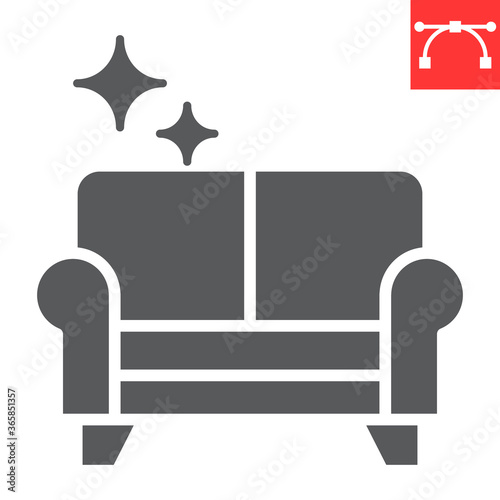 Furniture dry cleaning glyph icon, dry cleaning and laundry, sofa cleaning sign vector graphics, editable stroke solid icon, eps 10.