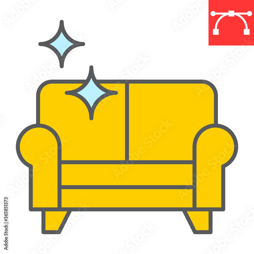 Furniture dry cleaning color line icon, dry cleaning and laundry, sofa cleaning sign vector graphics, editable stroke colorful linear icon, eps 10.