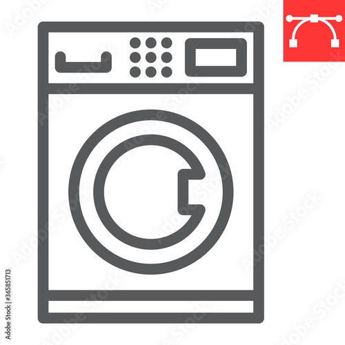 Self service laundry line icon, dry cleaning and wash, washing machine sign vector graphics, editable stroke linear icon, eps 10.
