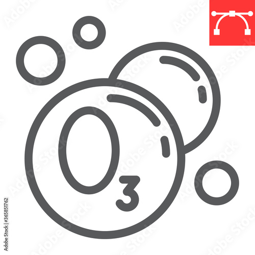 Ozonation laundry line icon, dry cleaning and wash, ozone sign vector graphics, editable stroke linear icon, eps 10.