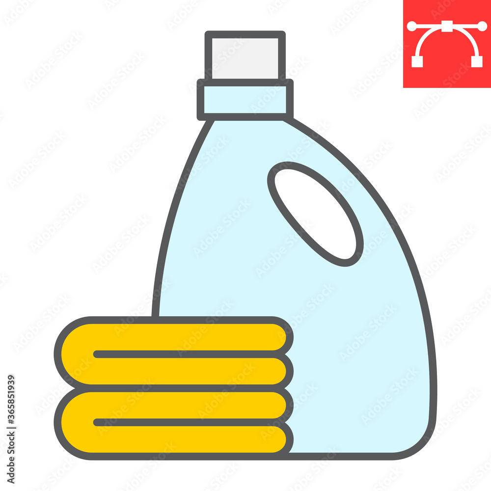 Fabric softener color line icon, dry cleaning and wash, towel sign vector graphics, editable stroke colorful linear icon, eps 10. Fabric softener color line icon, dry cleaning and wash, towel sign vector graphics, editable stroke colorful linear icon, eps 10.