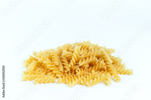 Raw pasta on a white background isolated.