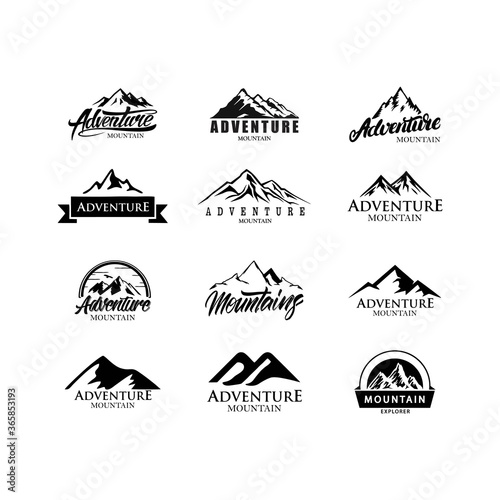 Set of vintage labels mountain adventure vector image