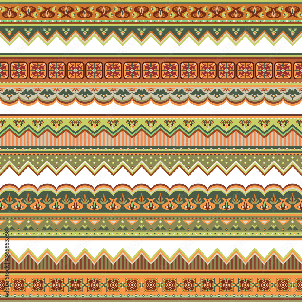 Abstract ethnic stripes. Ornamental borders set