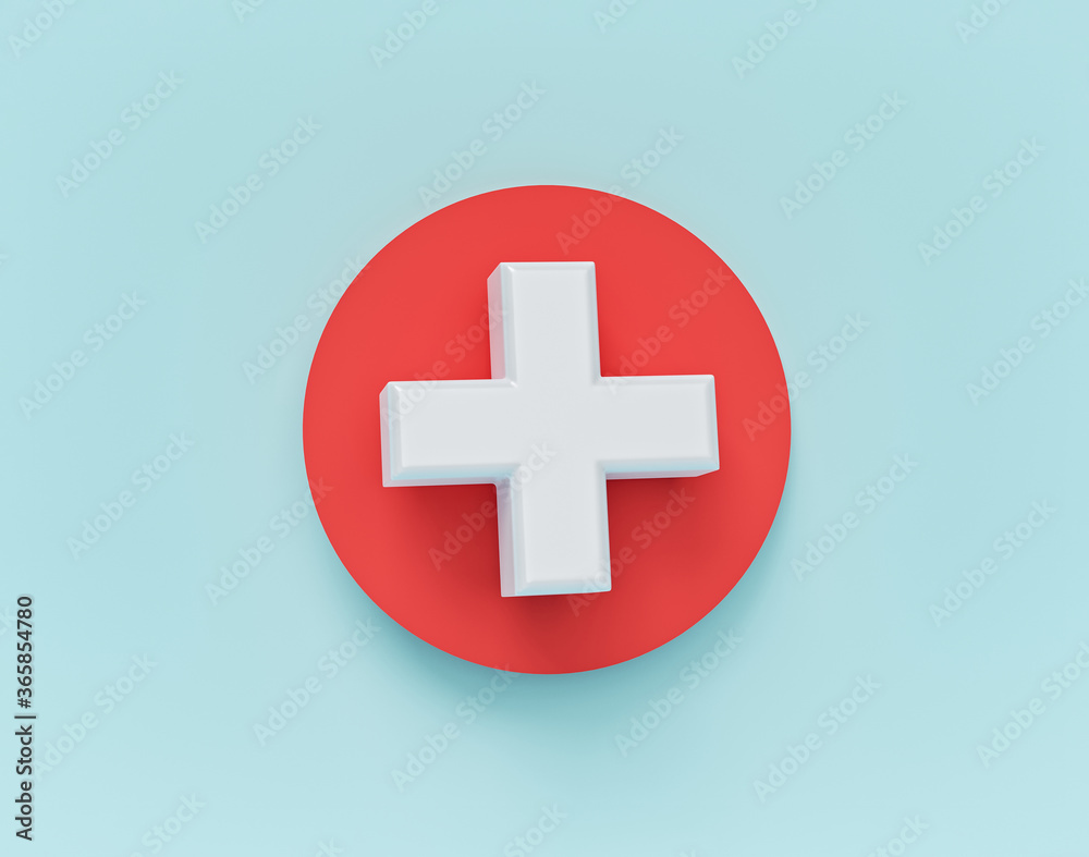 Obraz premium minimal medical cross icon. 3d rendering