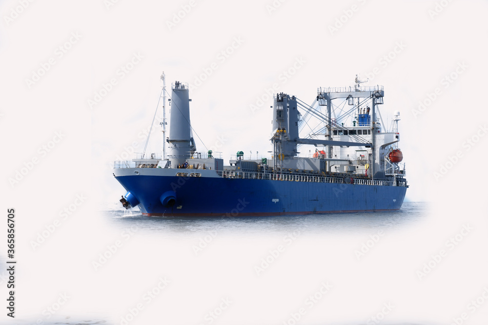 Oil tanker isolated on a white background, oil transportation and logistics, shipping, boat