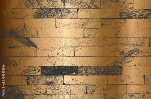 Distressed overlay texture of golden old brick wall, grunge background.