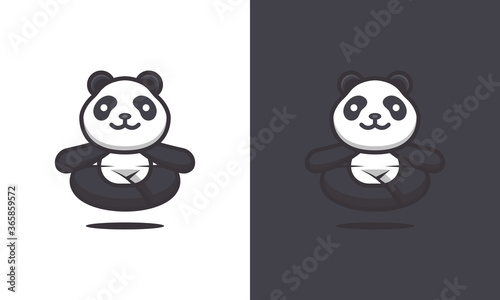 Cute yoga panda, vector cartoon illustration 