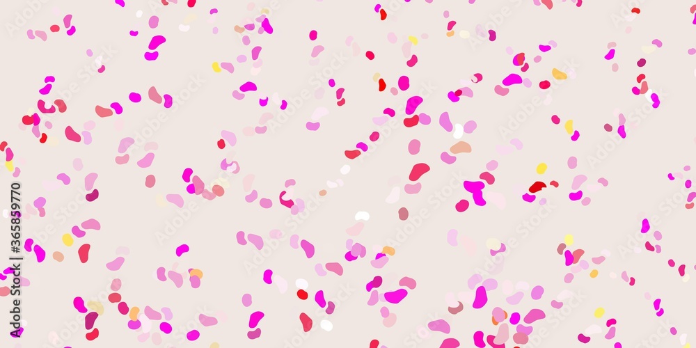 Light pink, yellow vector background with random forms.