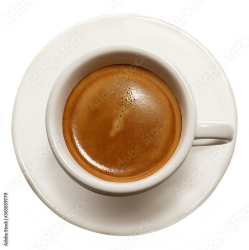 White cup of coffee on a white background.Isolated image.